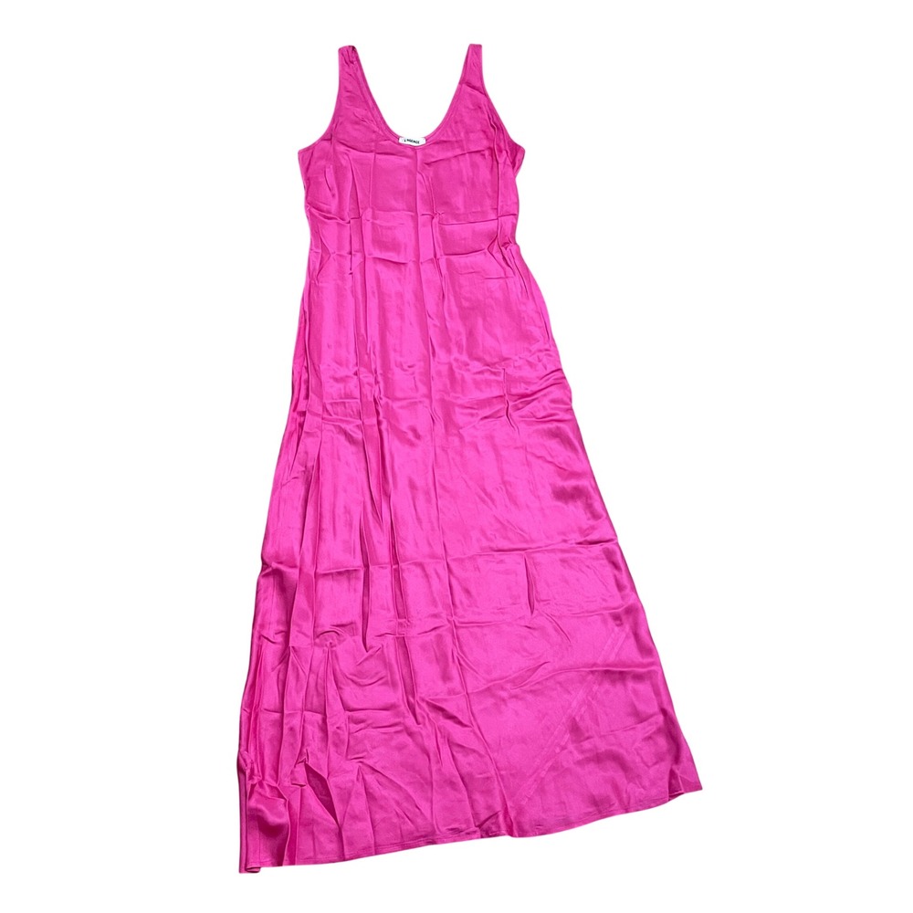 L'AGENCE Womens Large Akiya Pink Bais-Cut Satin Sleeveless Scoop Neck Maxi Dress